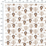 Tissu - Lions en montgolfières beige