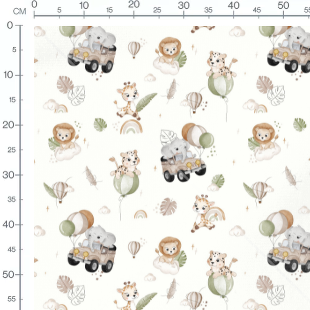 Tissu - Animaux safari en ballon