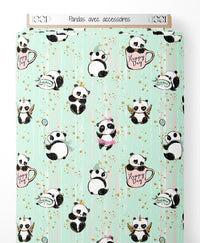 Tissu - Pandas avec accessoires