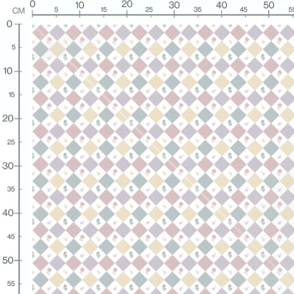 Tissu - Losanges pastel et fleurs