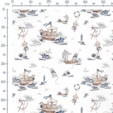 Tissu - Souris marines et bateaux