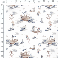 Tissu - Souris marines et bateaux