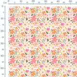 Tissu - Fleurs multicolores sur fond blanc