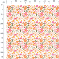 Tissu - Fleurs multicolores sur fond blanc