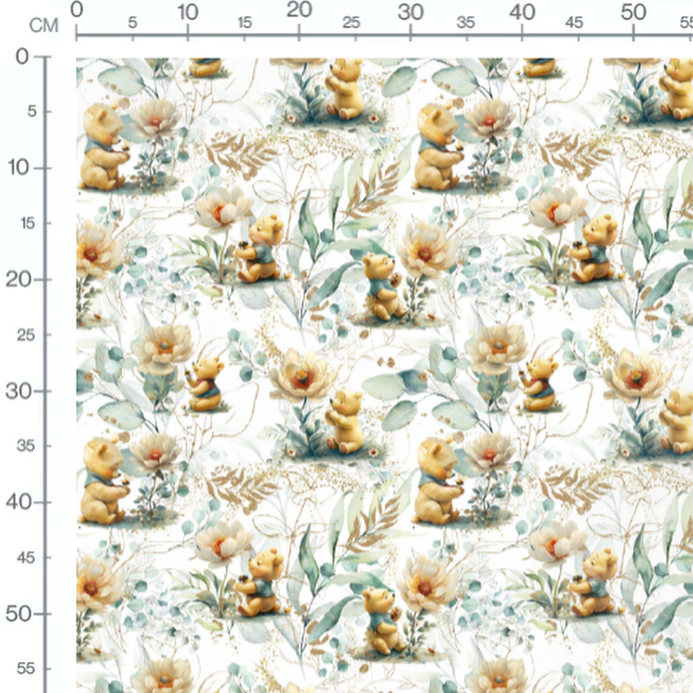 Tissu - ourson eucalyptus dore