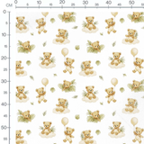 Tissu - Oursons et ballons beige