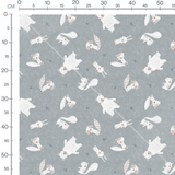 Tissu - Animaux mignons sur fond gris