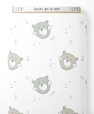 Tissu - Oursons gris et verts