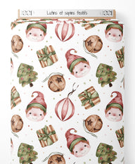 Tissu - Lutins et sapins festifs