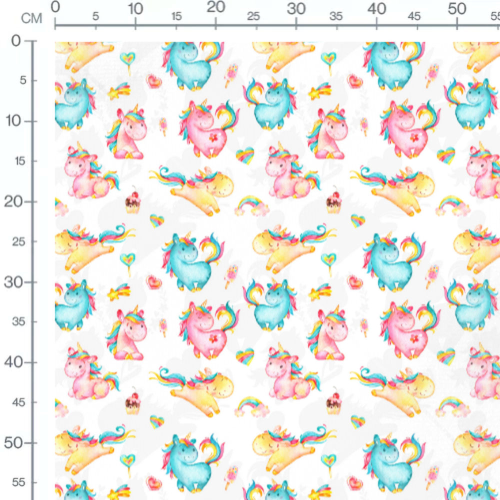 Tissu - Licornes colorées et sucreries