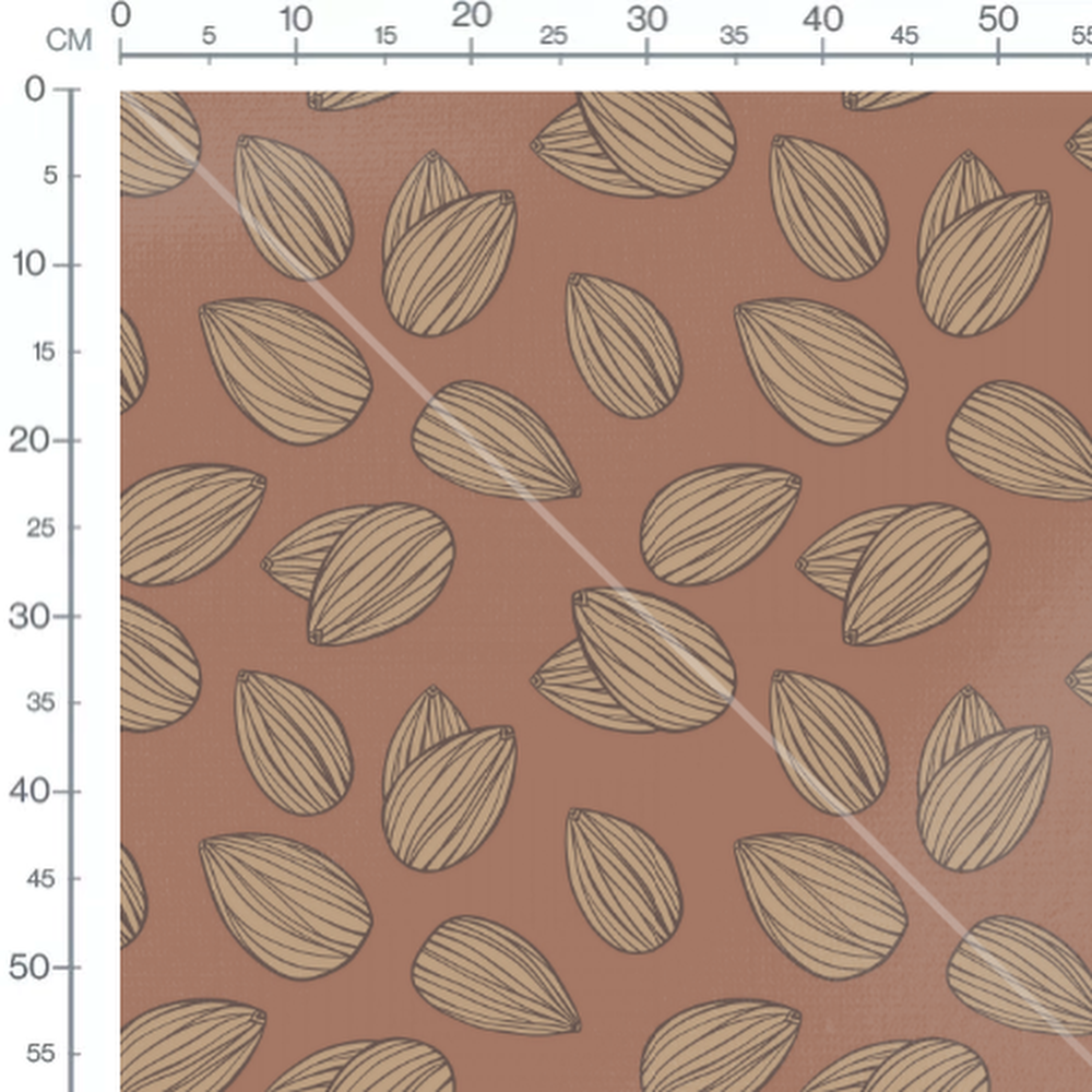 Tissu - Amandes noires sur brun