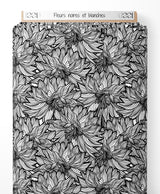 Tissu - Fleurs noires et blanches