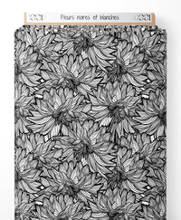 Tissu - Fleurs noires et blanches