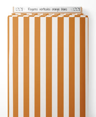 Tissu - Rayures verticales orange blanc