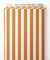Tissu - Rayures verticales orange blanc