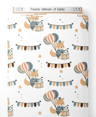 Tissu - Renards tambours et ballons