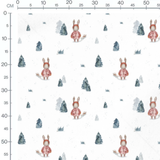 Tissu - Lapin traîneau et sapins