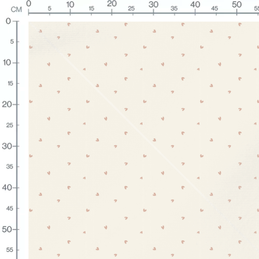 Tissu - Petits cœurs rose sur crème