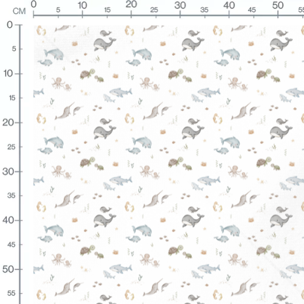 Tissu - Animaux marins pastel doux