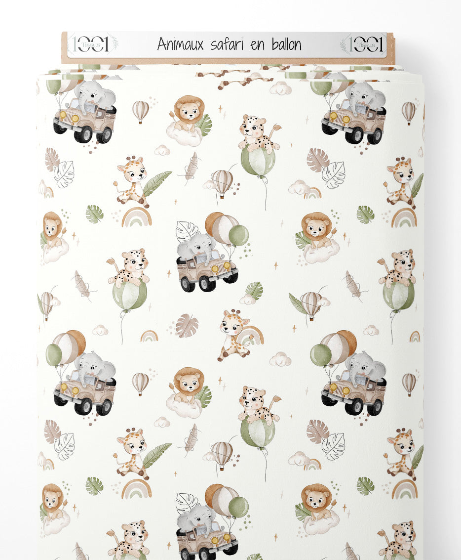 Tissu - Animaux safari en ballon