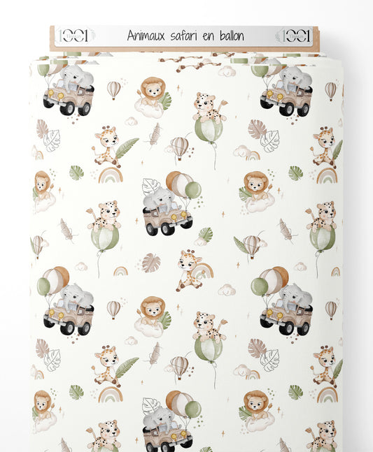 Tissu - Animaux safari en ballon