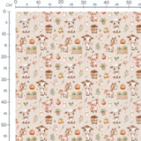Tissu - Animaux et citrouilles beige