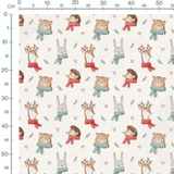 Tissu - Ours marron sur fond crème