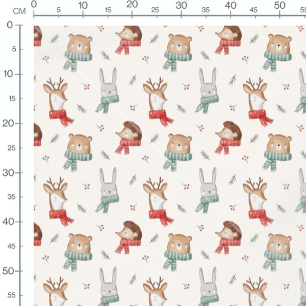 Tissu - Animaux de la forêt beige