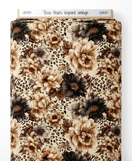 Tissu - fleurs leopard vintage