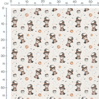 Tissu - Ours en chapeau et citrouilles