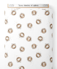 Tissu - Tasses blanches et cuillères