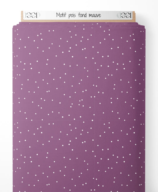 Tissu - Motif pois sur fond mauve