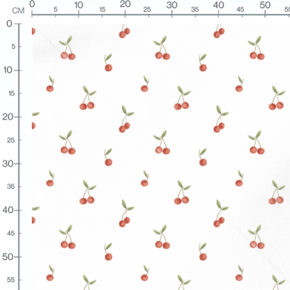 Tissu - Cerises et feuilles vertes 2