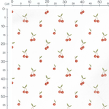 Tissu - Cerises et feuilles vertes 2