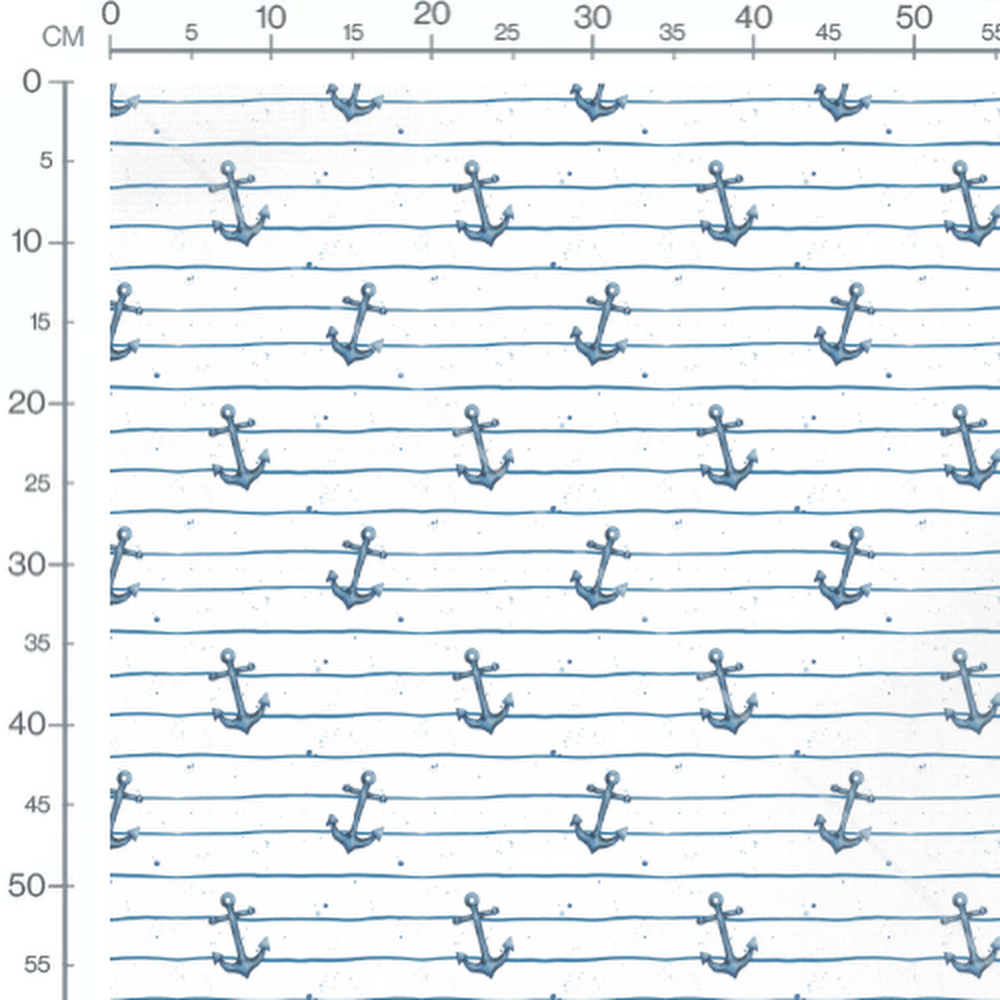 Tissu - Ancres bleues sur lignes