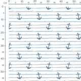Tissu - Ancres bleues sur lignes
