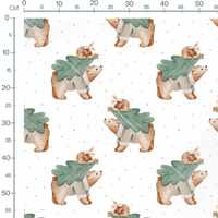 Tissu - Ours et lapin sur blanc