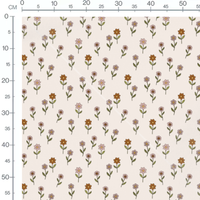 Tissu - Fleurs roses et orange pastel