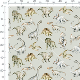 Tissu - Dinosaures aquarelle fond gris