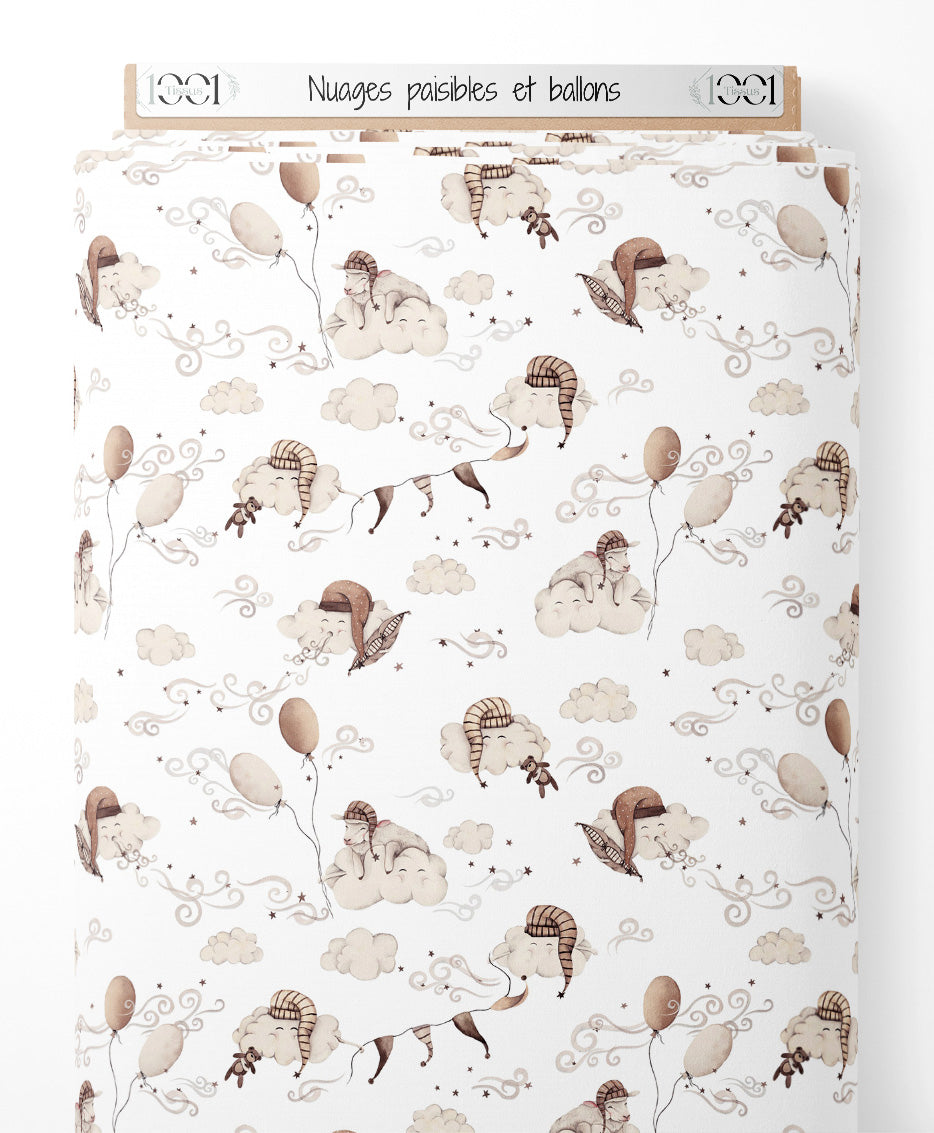 Tissu - Nuages paisibles et ballons