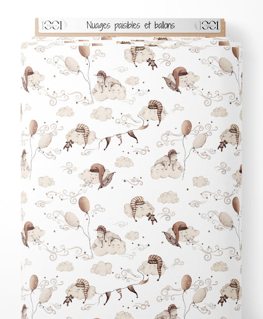 Tissu - Nuages paisibles et ballons