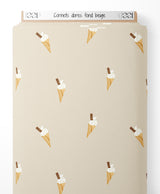 Tissu - Cornets dorés sur fond beige