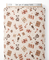 Tissu - Ours gris et cadeaux festifs