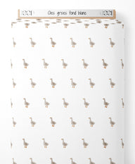 Tissu - Oies grises sur fond blanc