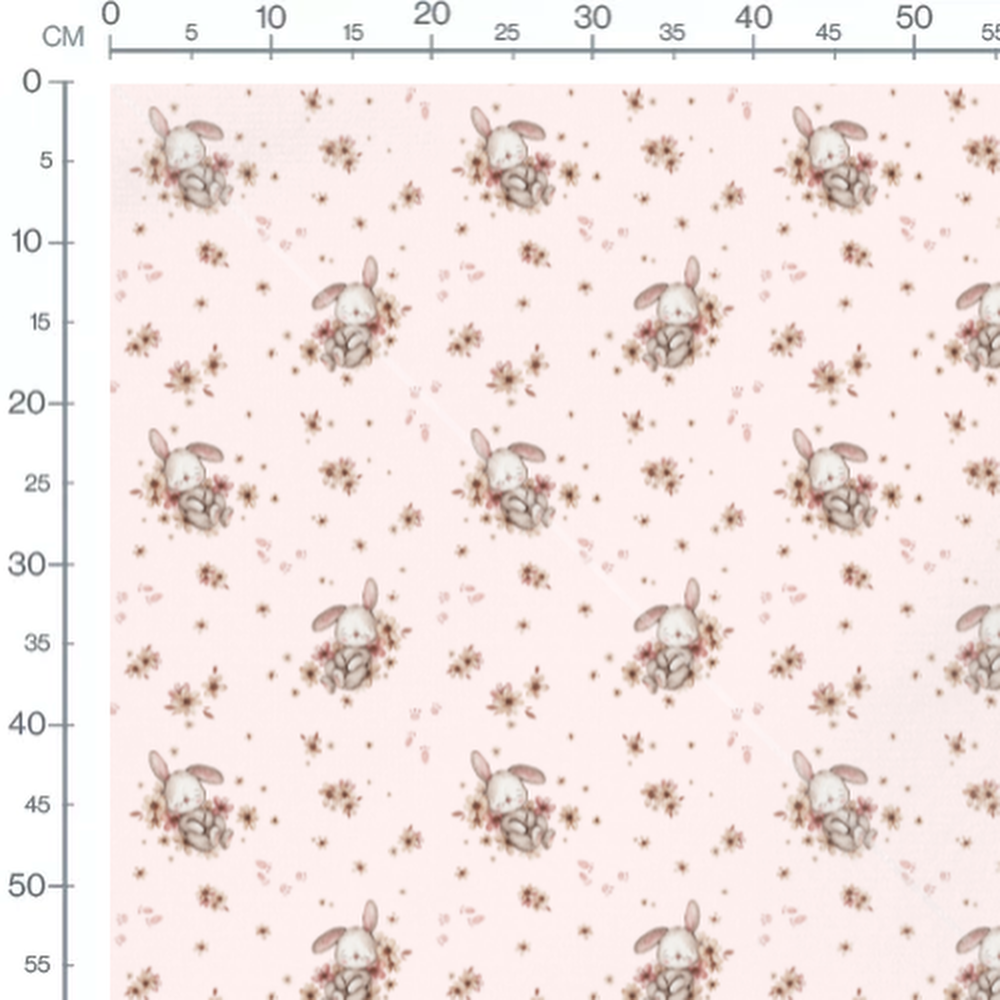 Tissu - Lapins endormis sur fond rose