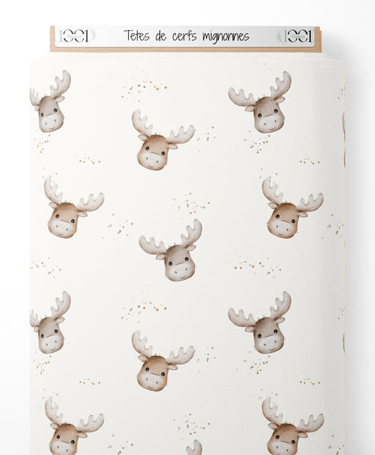 Tissu - Têtes de cerfs mignonnes