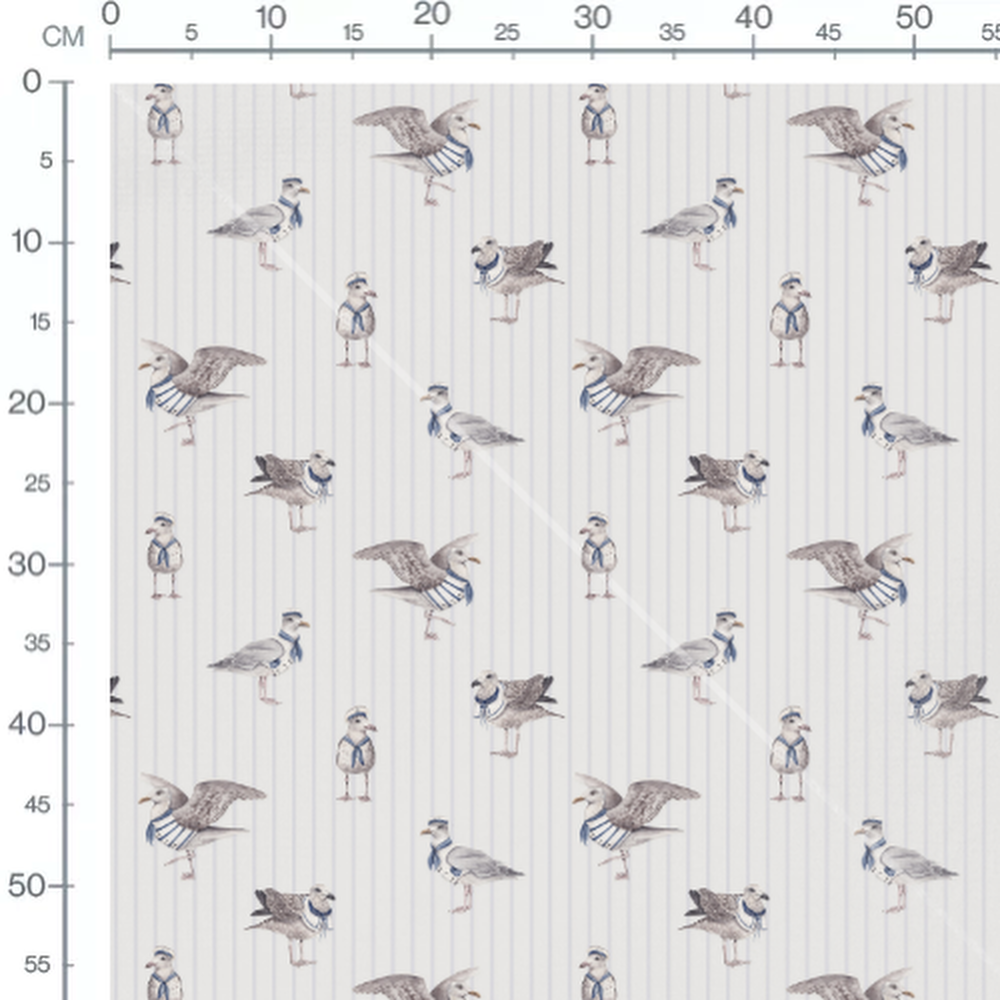 Tissu - Mouettes marinières