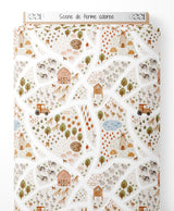 Tissu - Scène de ferme colorée