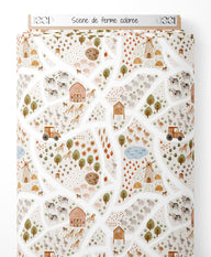 Tissu - Scène de ferme colorée