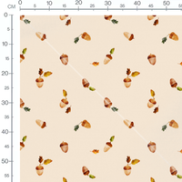 Tissu - Glands et feuilles sur beige